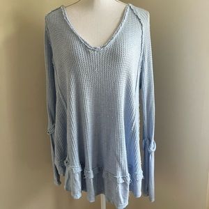 Free People We the Free Women’s V-Neck Long Sleeve Ribbed Thermal Shirt